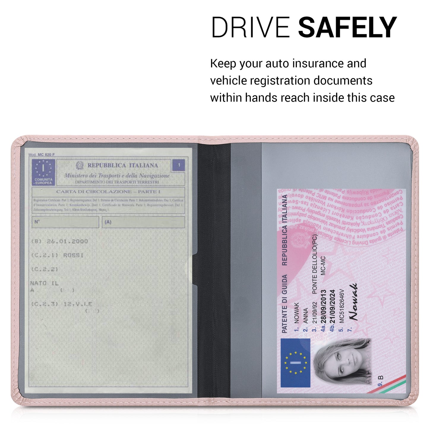 kwmobile Vehicle Registration Holder with Card Slots Case for Italian Car Registration Certificate Driver's License