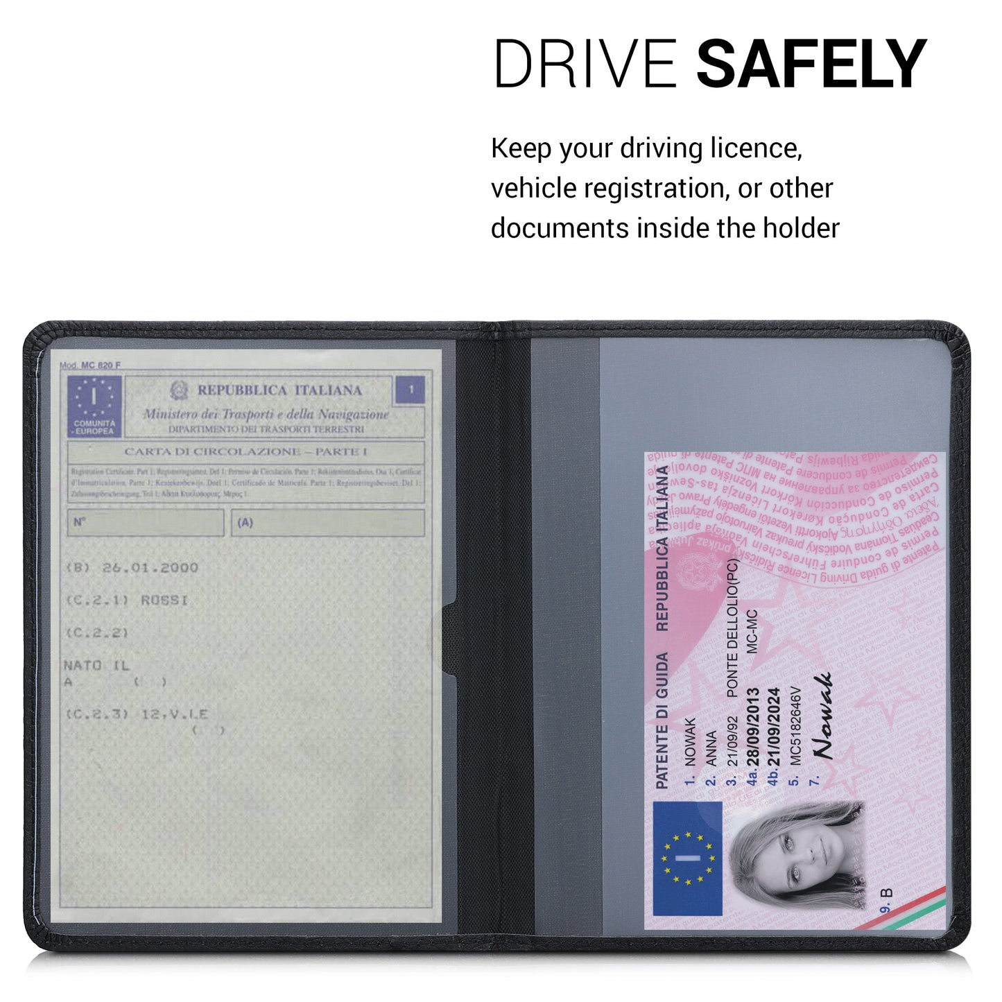 kwmobile Vehicle Registration Holder with Card Slots Faux Leather Case Italian Registration Document