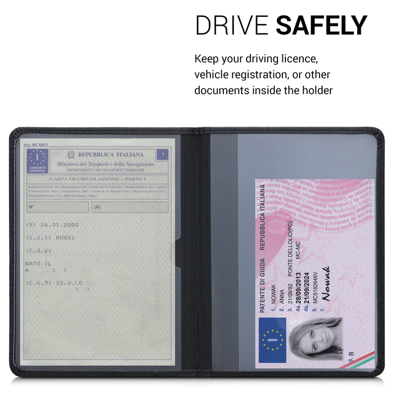 kwmobile Vehicle Registration Holder with Card Slots Faux Leather Case Italian Registration Document