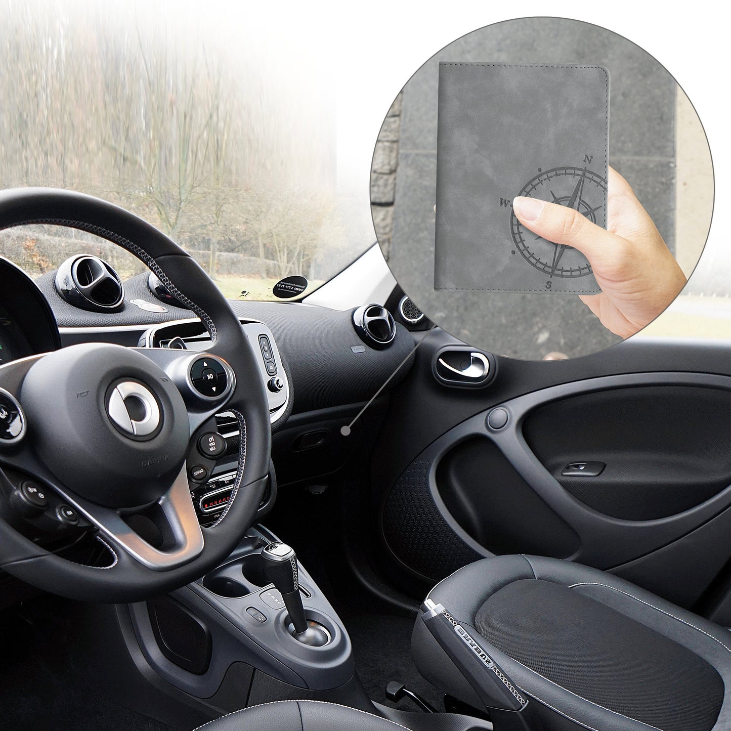 kwmobile Vehicle Registration Holder with Card Slots - Italian Vehicle Registration Document Holder