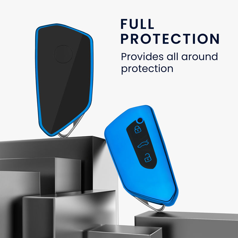 kwmobile Car Key Cover Compatible with VW Golf 8 3-Button Car Key - Silicone Cover