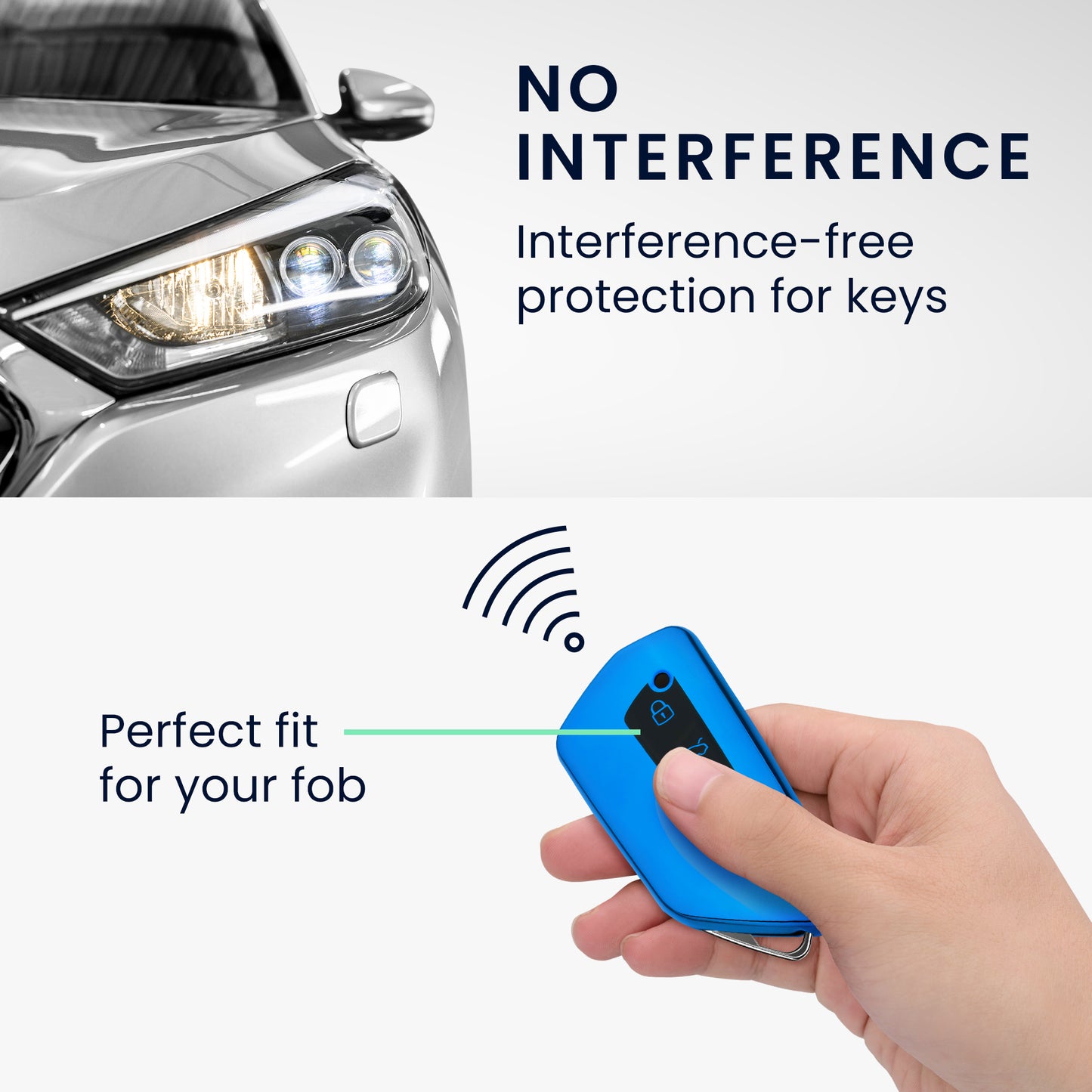 kwmobile Car Key Cover Compatible with VW Golf 8 3-Button Car Key - Silicone Cover