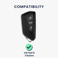 kwmobile Car Key Cover Compatible with VW Golf 8 3-Button Car Key - Silicone Cover