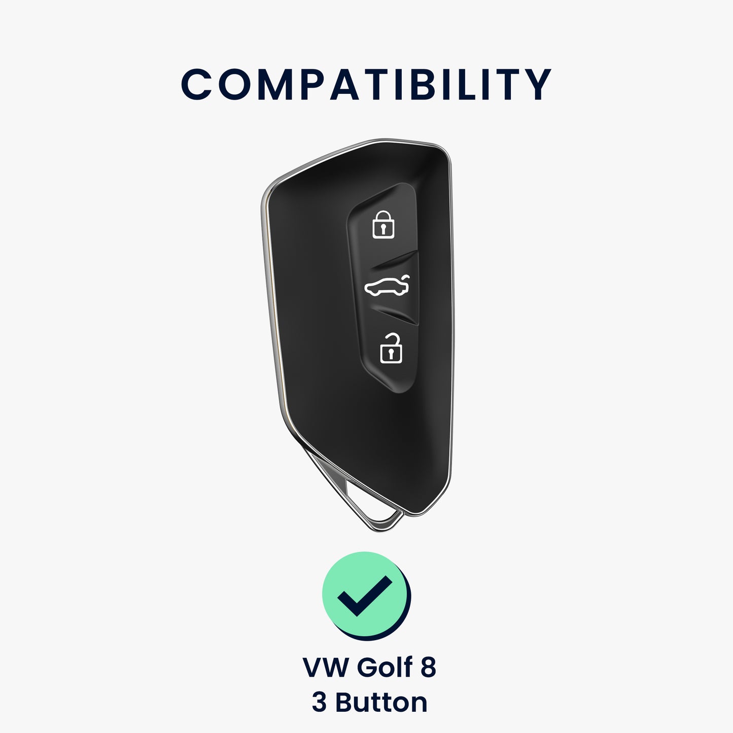 kwmobile Car Key Cover Compatible with VW Golf 8 3-Button Car Key - Silicone Cover