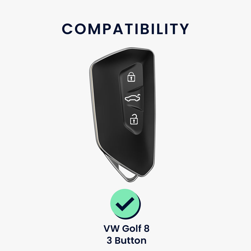 kwmobile Car Key Cover Compatible with VW Golf 8 3-Button Car Key - Silicone Cover