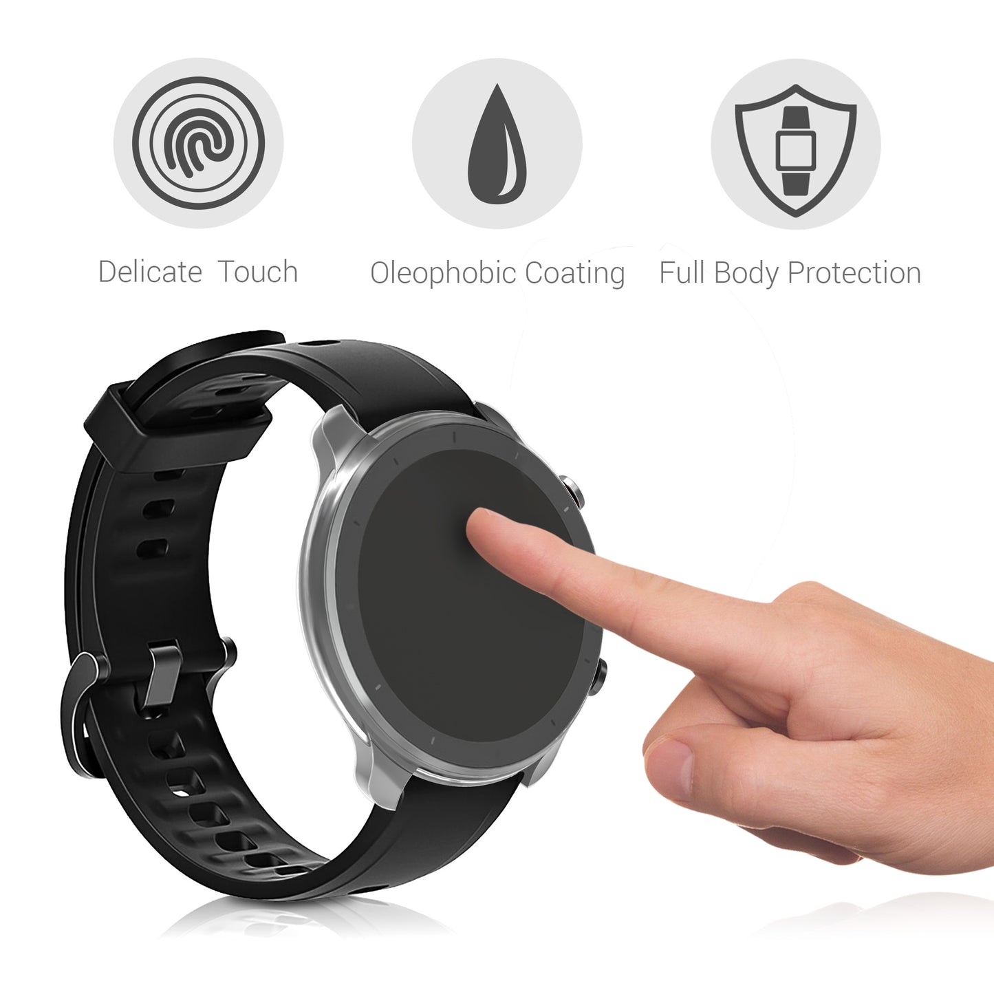 kwmobile Silicone Case for Huami Amazfit GTR 2 / 2e Protective Full Body Display Cover Set