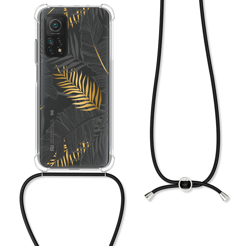 kwmobile Necklace Case compatible with Xiaomi Mi 10T / Mi 10T Pro Cover - Silicone Case with Lanyard Transparent Jungle