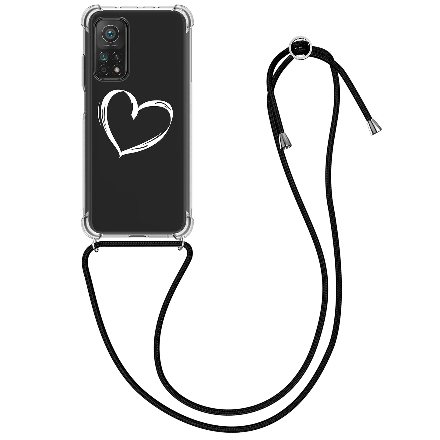 kwmobile Necklace Case compatible with Xiaomi Mi 10T / Mi 10T Pro Cover - Silicone Case with Lanyard Transparent Jungle