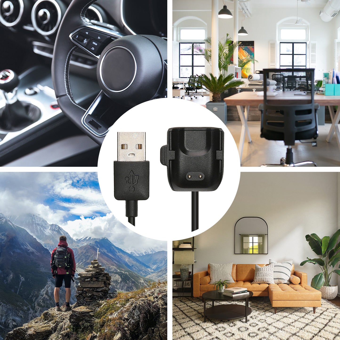 kwmobile USB Cable Charger compatible with Samsung Galaxy Fit 2 Charging Cable Smart Watch Replacement Cable Fitness Tracker Charging Cable