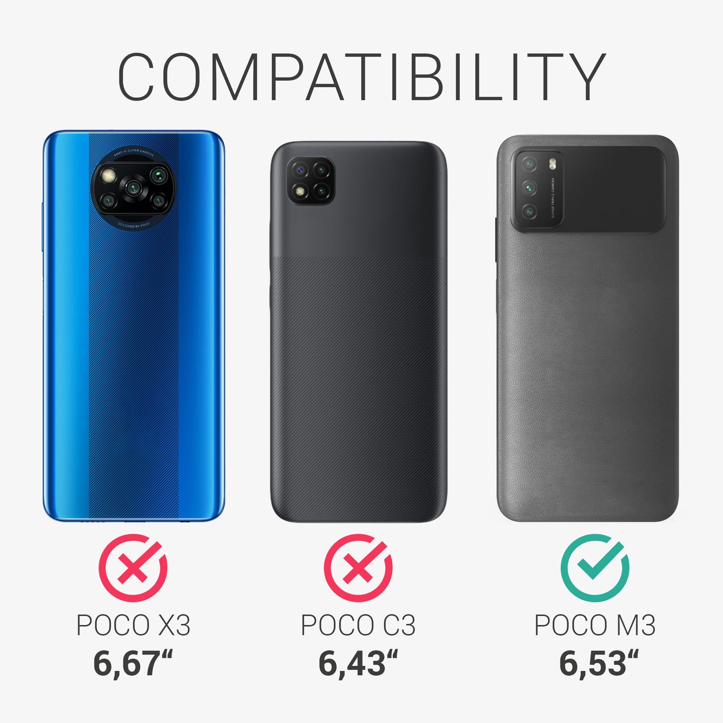 kwmobile Phone Case for Xiaomi Poco M3 - Wireless Charging - Protective Cover