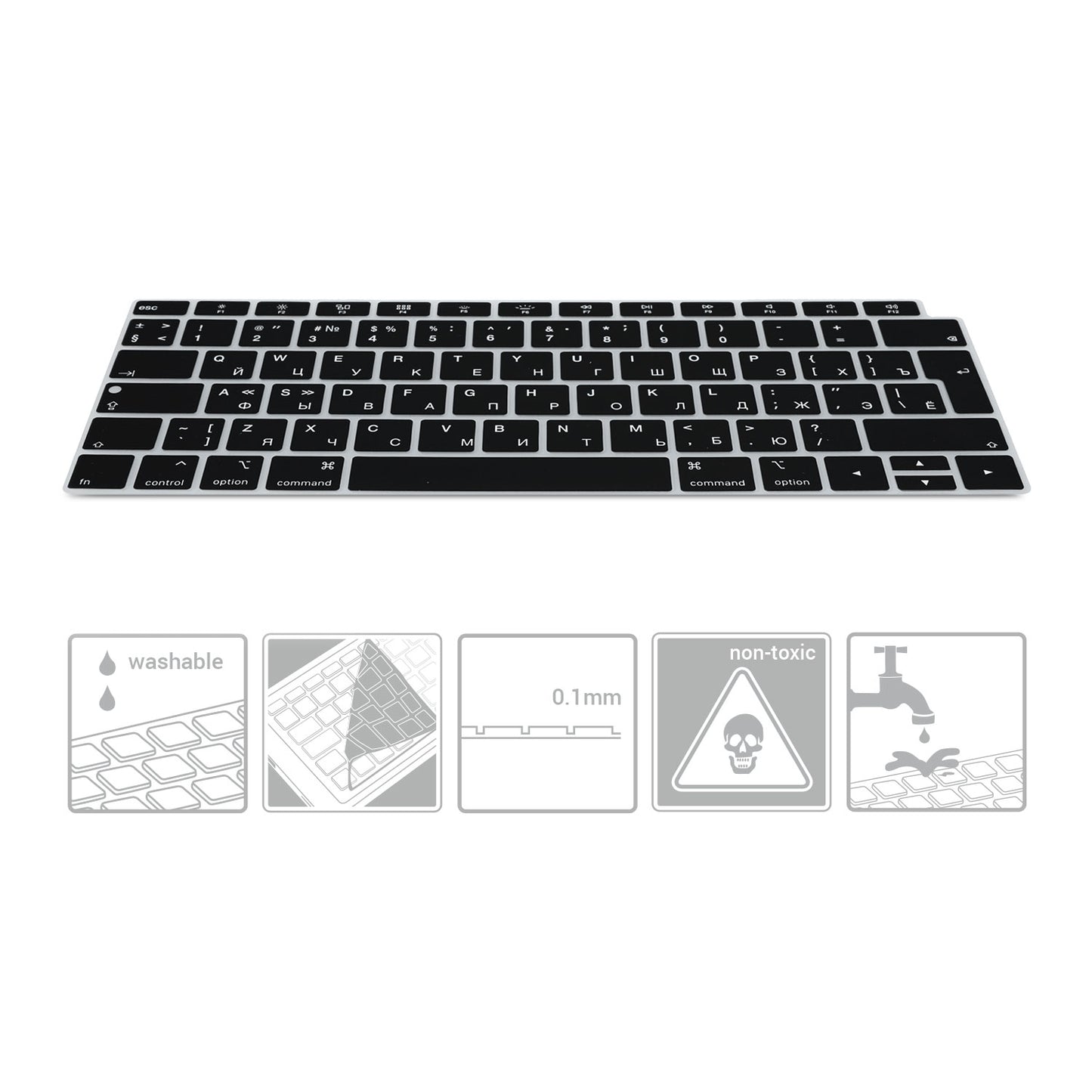 kwmobile Keyboard Cover for Apple MacBook Air 13" 2018 2019 2020 A1932 - QWERTY Russian Keyboard Protector Cover