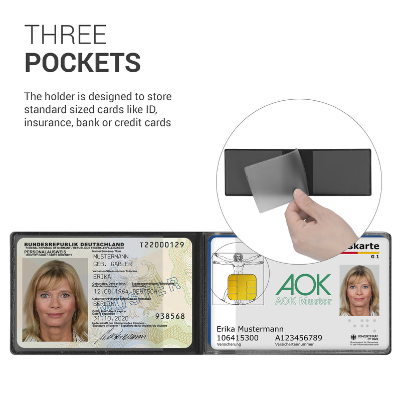 kwmobile 3in1 Faux Leather Card Holder - 10 x 6.5cm - Mini Credit Card Wallet - Case for Credit Card Sized Cards
