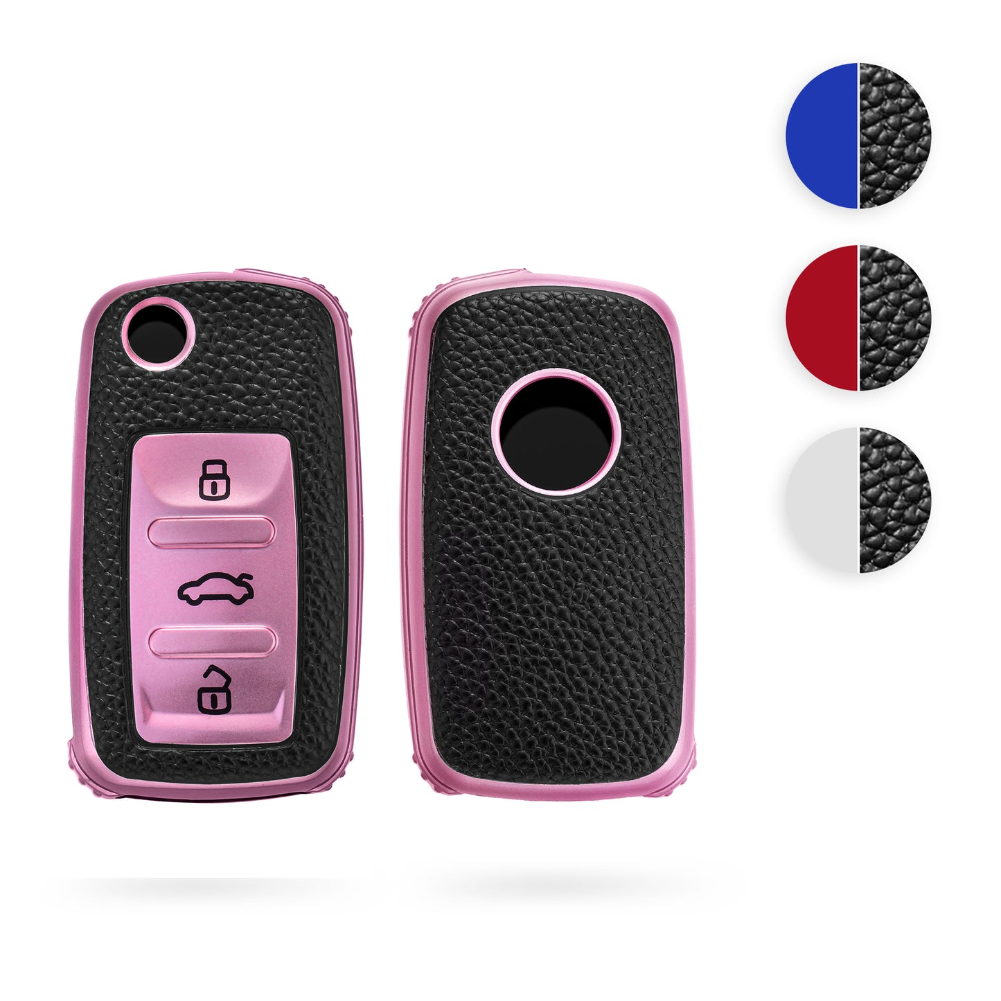 kwmobile Autoschlüssel Hülle kompatibel mit VW Skoda Seat 3-Tasten Autoschlüssel - Schlüsselhülle Cover Silber Schwarz Silber  [dsg04]