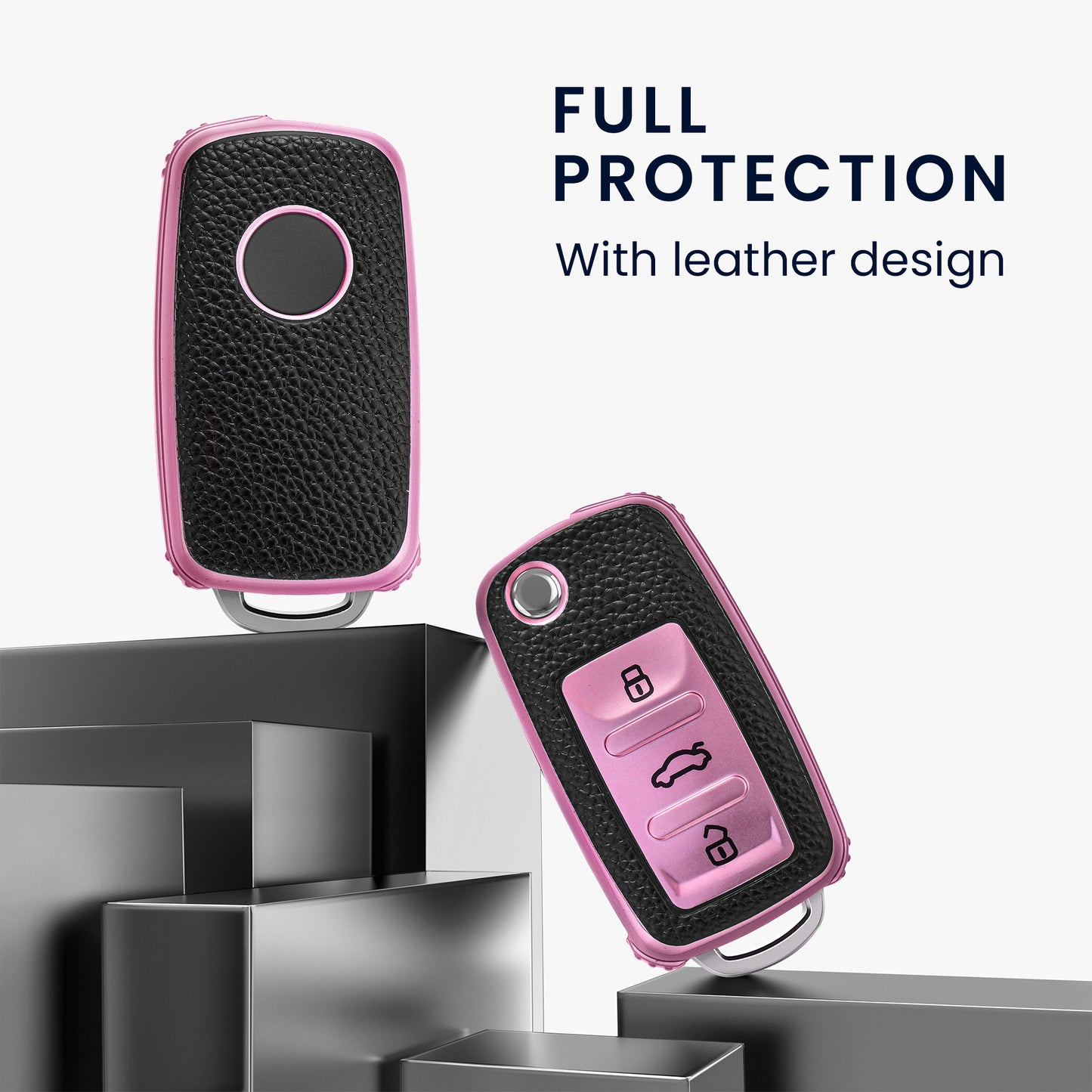kwmobile Car Key Fob Cover Compatible with VW Skoda Seat 3-Button Car Key - Key Cover