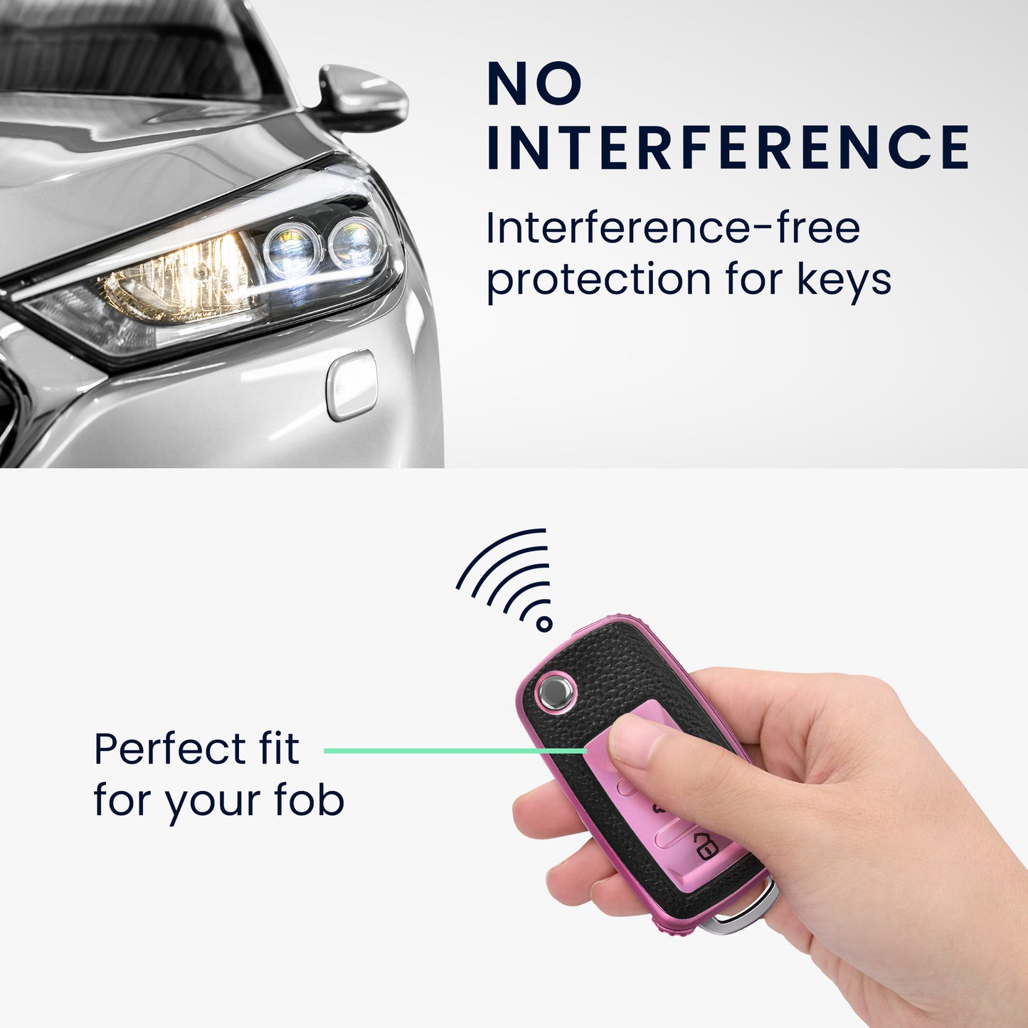 kwmobile Car Key Fob Cover Compatible with VW Skoda Seat 3-Button Car Key - Key Cover