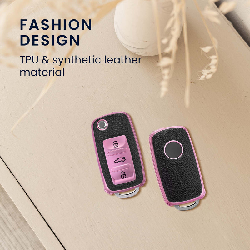kwmobile Car Key Fob Cover Compatible with VW Skoda Seat 3-Button Car Key - Key Cover