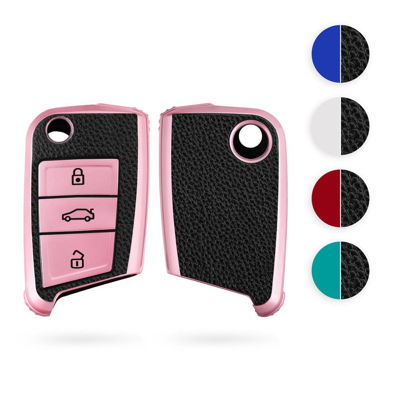 kwmobile Autoschlüssel Hülle kompatibel mit VW Golf 7 MK7 3-Tasten Autoschlüssel - Schlüsselhülle Cover Silber Schwarz Silber  [dsg04]