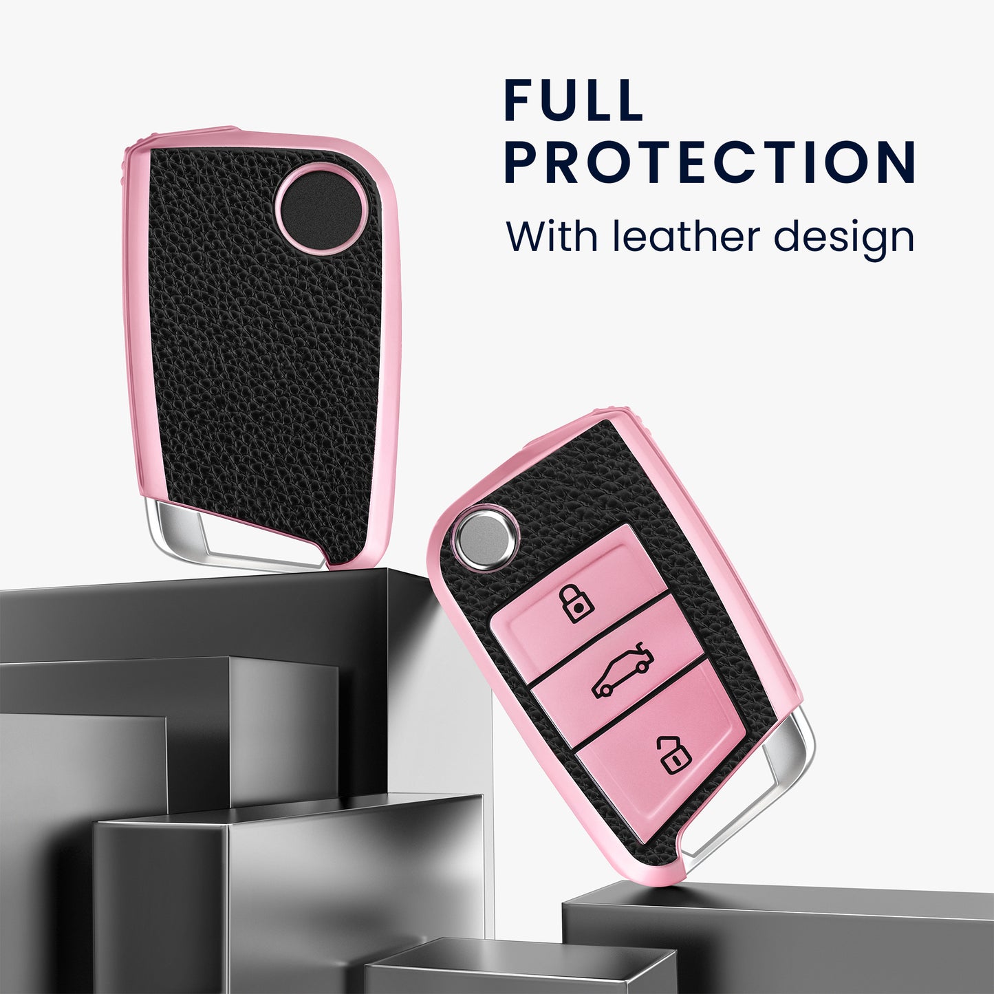 kwmobile Car Key Shell Compatible with VW Golf 7 MK7 3-Button Car Key - Key Cover