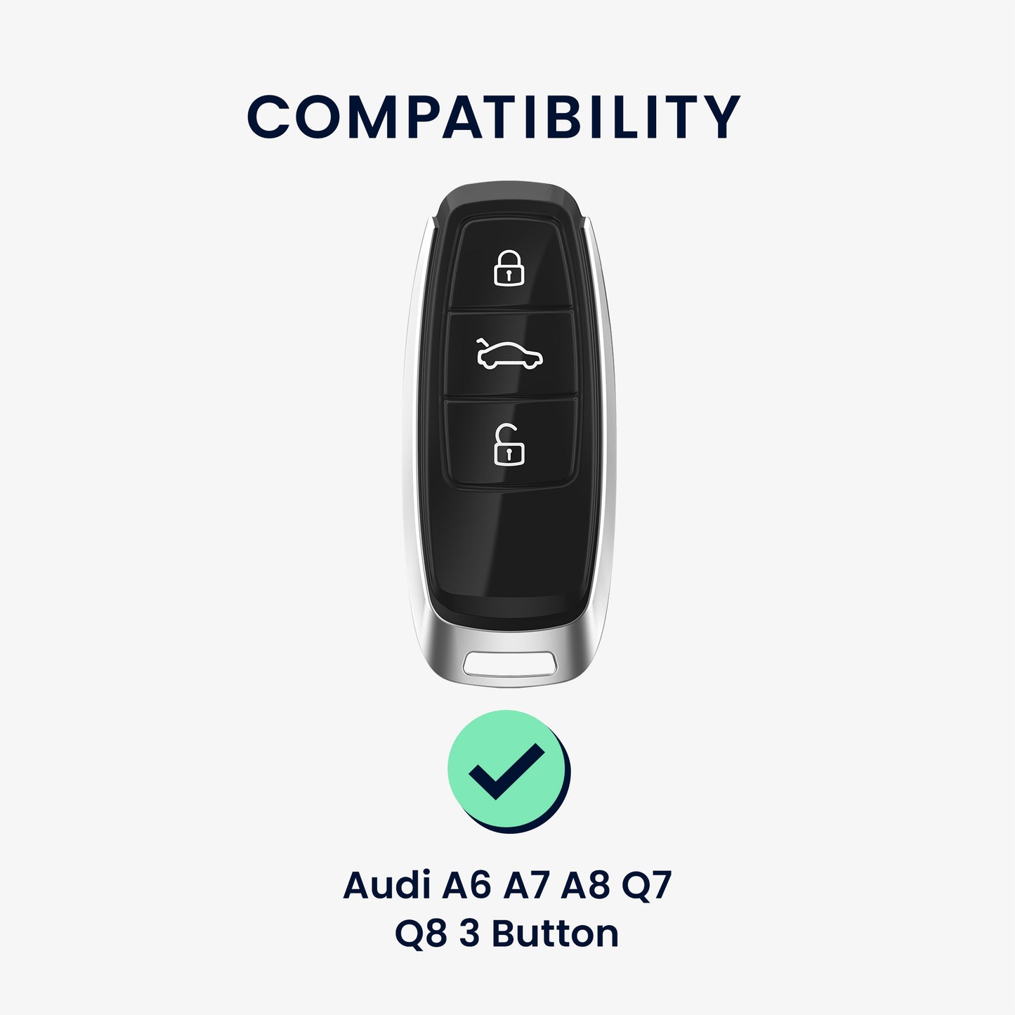 kwmobile Car Key Cover compatible with Audi A6 A7 A8 Q7 Q8 3-Button Car Key Keyless - Key Shell Cover