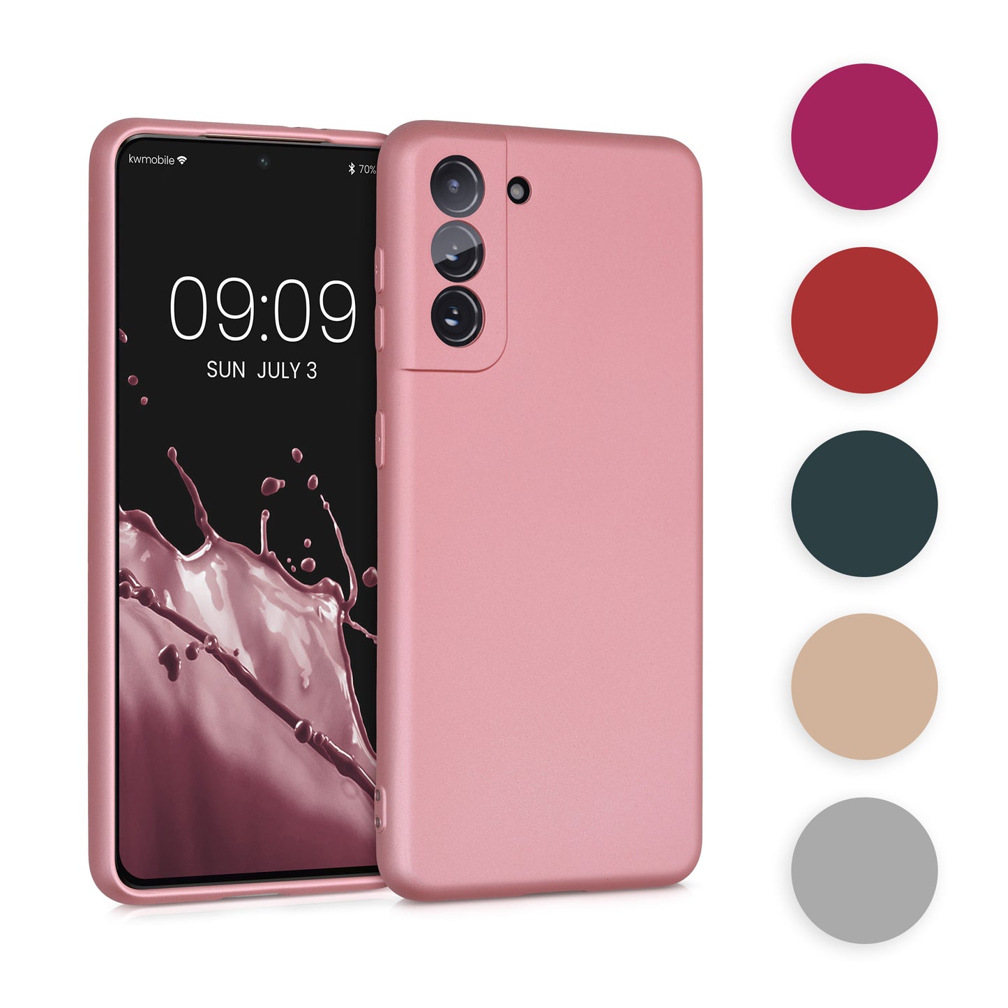 kwmobile Case kompatibel mit Samsung Galaxy S21 Hülle - Schutzhülle aus Silikon metallisch schimmernd - Handyhülle Metallic Dunkelblau Metallic Dunkelblau  