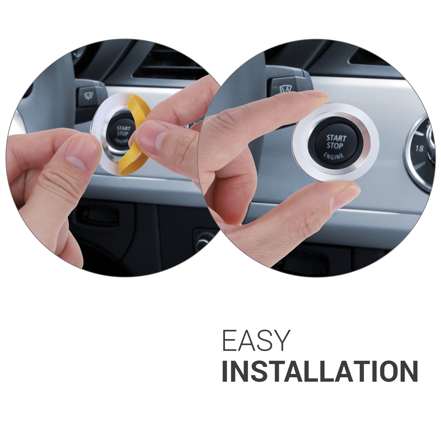 kwmobile Start/Stop Button Ring Frame and Cover compatible with Land Rover Jaguar Start-Stop Button