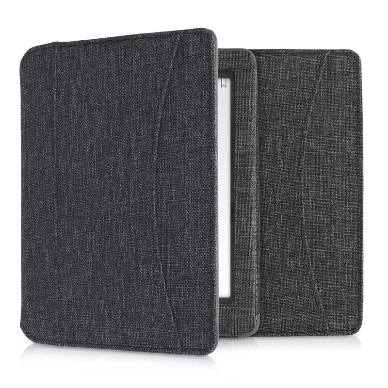 kwmobile Flip Hülle kompatibel mit Kobo Aura Edition 1 - Vorderfach Handschlaufe - Dunkelgrau Dunkelgrau  