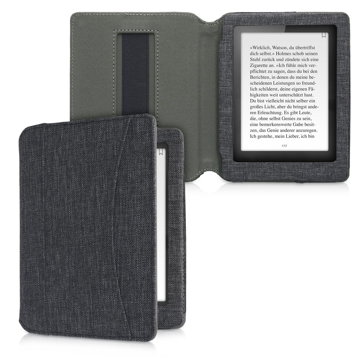 kwmobile Flip Case compatible with Kobo Aura Edition 1 - Front Pocket Hand Strap
