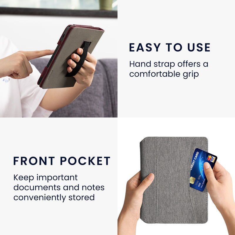 kwmobile Flip Case Compatible with Kobo Aura H2O Edition 2 - Front Pocket Hand Strap