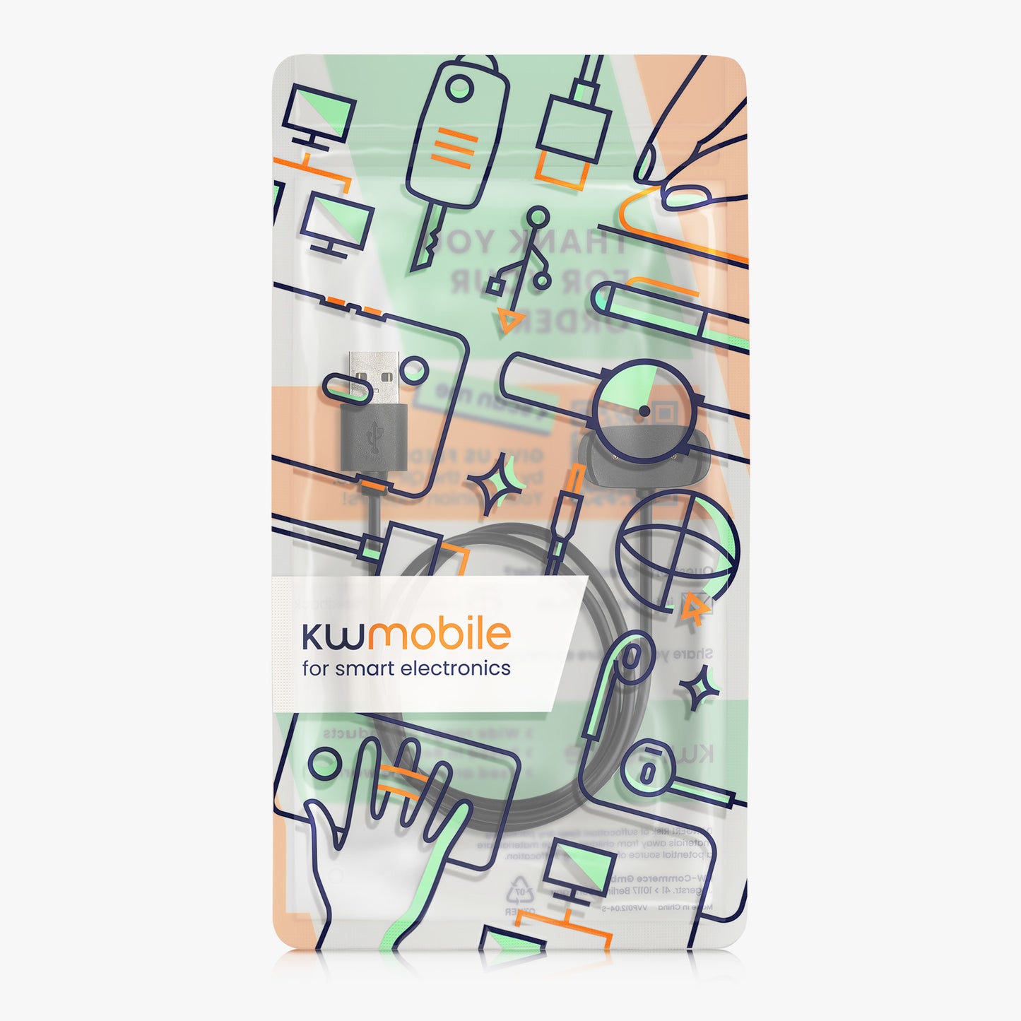 kwmobile USB Charger Cable compatible with Huami Amazfit Bip U / Bip U Pro / GTS 2e / GTR 2e / GTS 2 Mini / Pop Charging Cable Smart Watch Replacement Cable Fitness Tracker Charging Cable