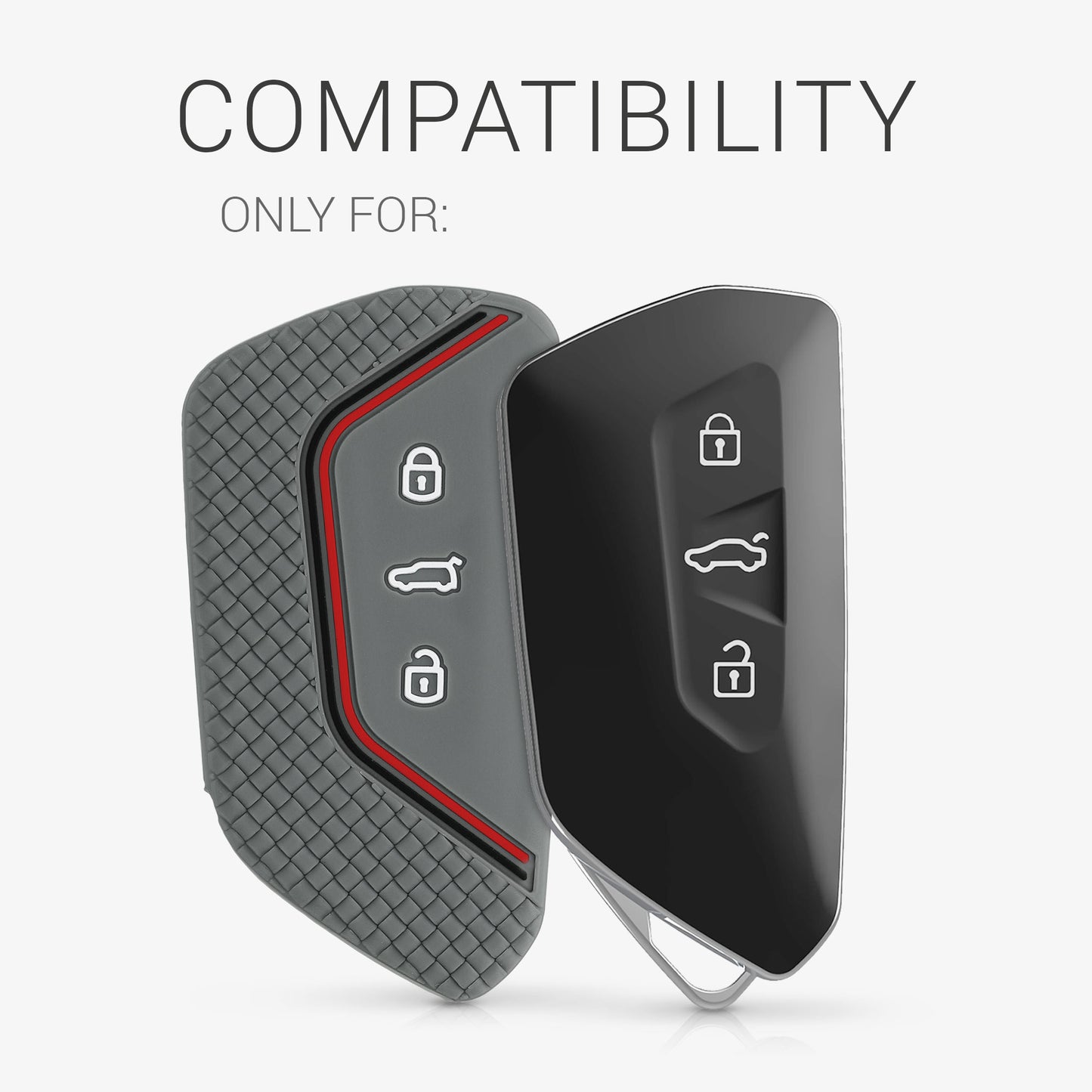 kwmobile Car Key Protection Case Compatible with VW Golf 8 3-Button Car Key Fob Cover