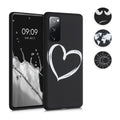 kwmobile Hülle kompatibel mit Samsung Galaxy S20 FE - Handyhülle Silikon Case - Don't touch my Phone Weiß Schwarz Weiß  [dsg01]