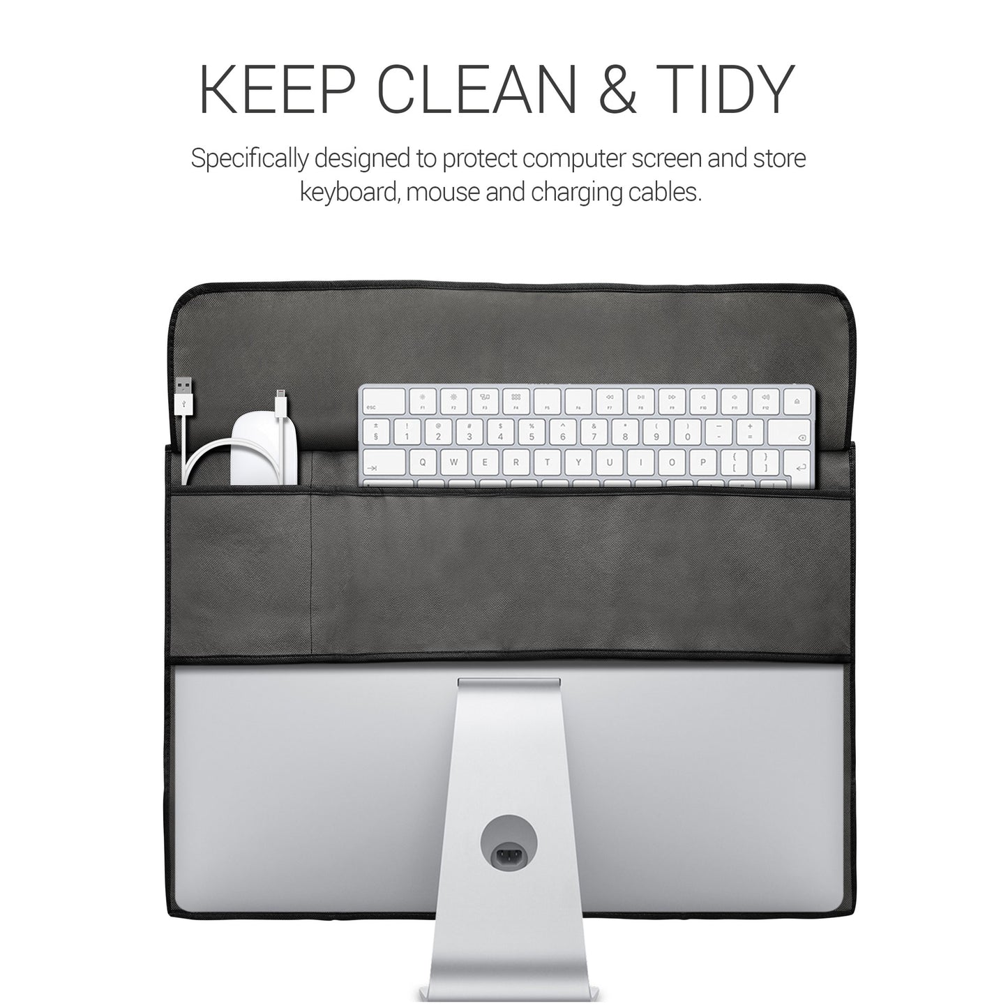 kwmobile Cover compatible with 24-26" Monitor - with 2 Pockets on Back - Protective Cover
