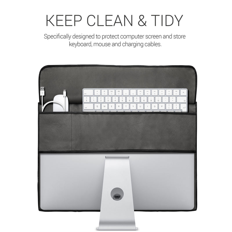 kwmobile Cover compatible with 24-26" Monitor - with 2 Pockets on Back - Protective Cover