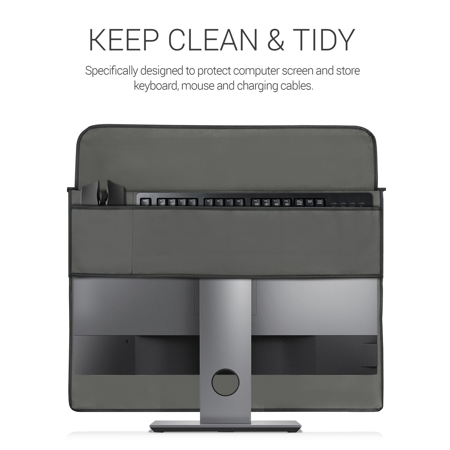 kwmobile Cover compatible with 27-28" Monitor - with 2 Pockets on Back - Protective Cover