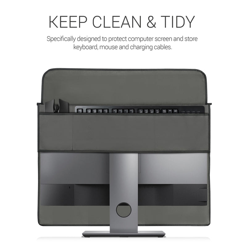 kwmobile Cover compatible with 27-28" Monitor - with 2 Pockets on Back - Protective Cover