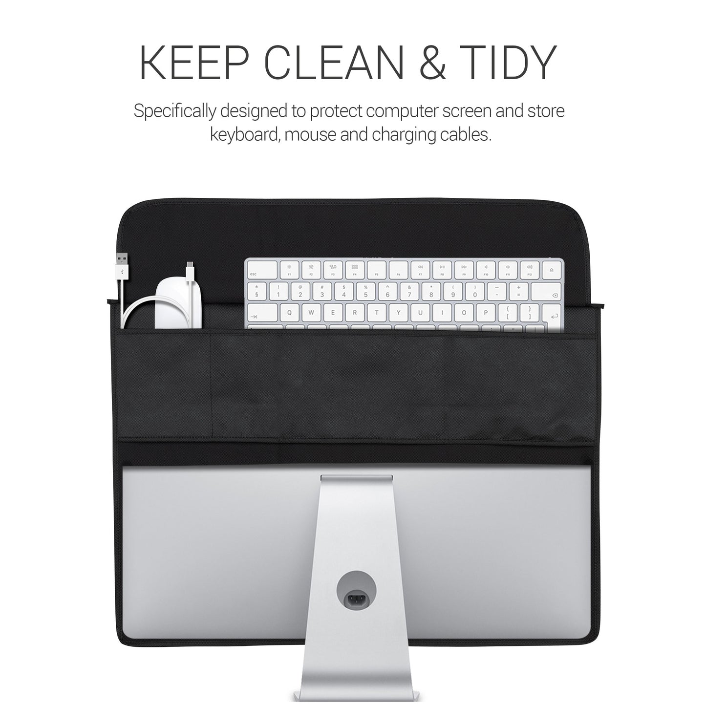 kwmobile Cover compatible with 24-26" Monitor - with 2 Pockets on Back - Protective Cover