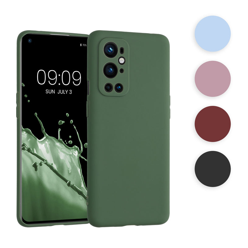 kwmobile Hülle kompatibel mit OnePlus 9 Pro Hülle - weiches TPU Silikon Case - Cover geeignet für kabelloses Laden - Dunkelgrün Dunkelgrün  