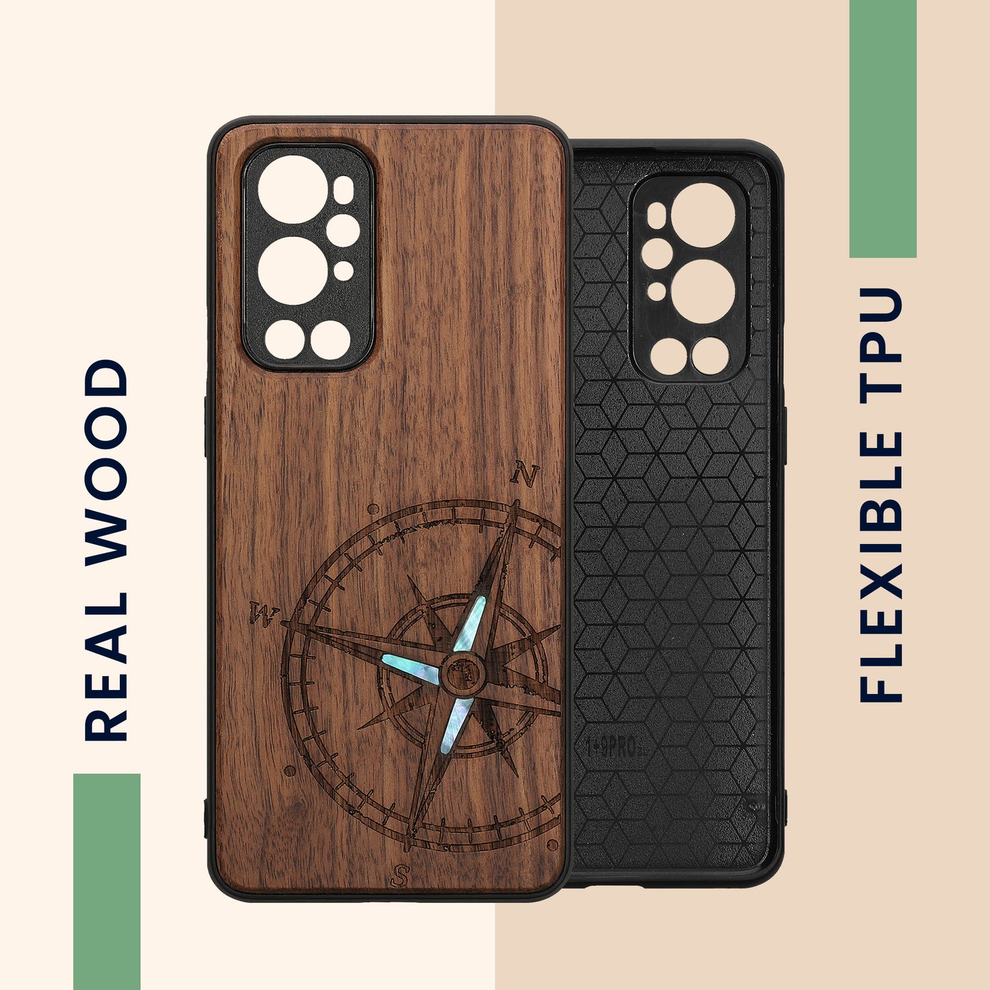 kwmobile Case Compatible with OnePlus 9 Pro Case - Phone Cover - TPU Phone Case Compass Vintage