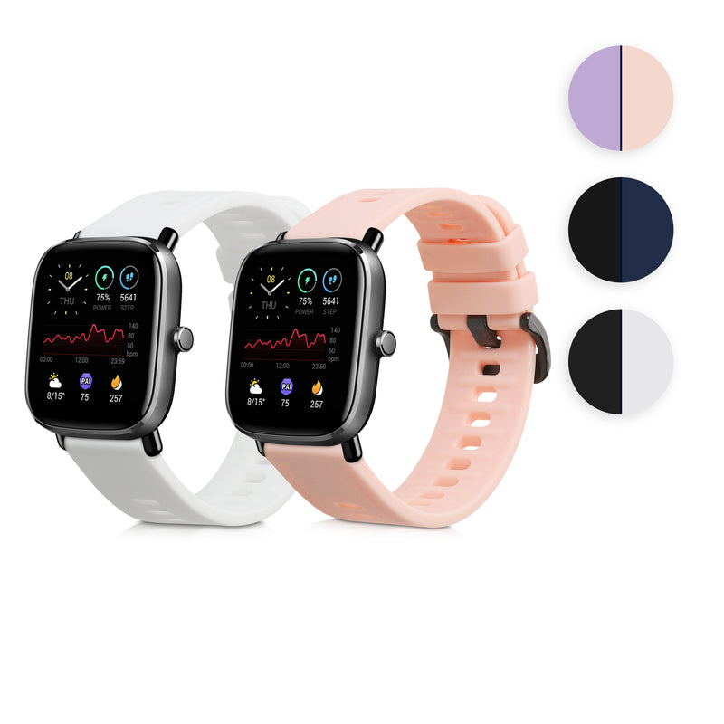 kwmobile 2x Uhrenarmband für Huami Amazfit GTS 2 Mini Armband - Fitnesstracker Band Set aus TPU Silikon - Ersatzarmband Smartwatch - Schwarz Dunkelblau Schwarz  [dsg01]