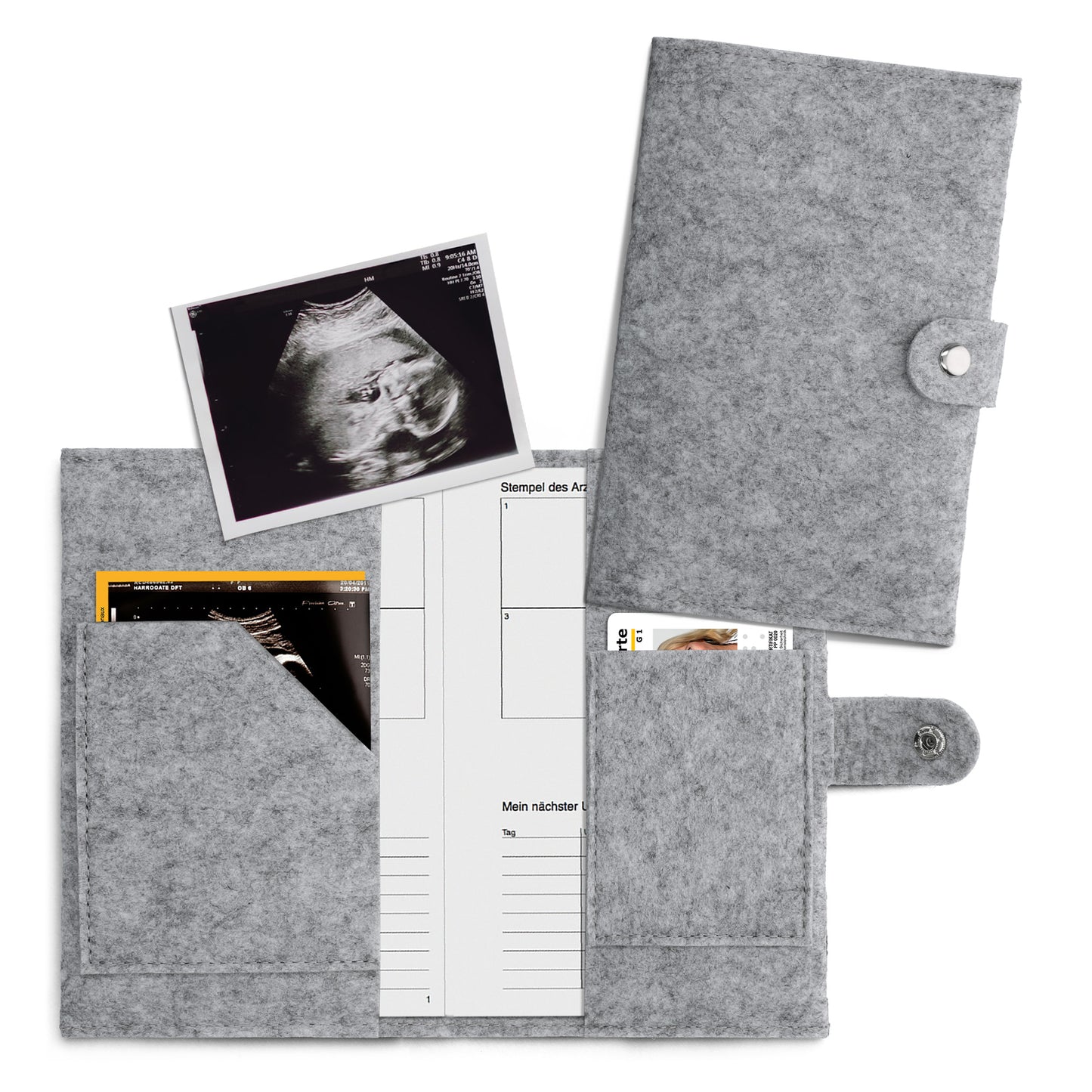 kwmobile Felt Cover for Mother-Child Passport - Cover for Austrian Maternity Record - Protective Sleeve with Extra Pockets