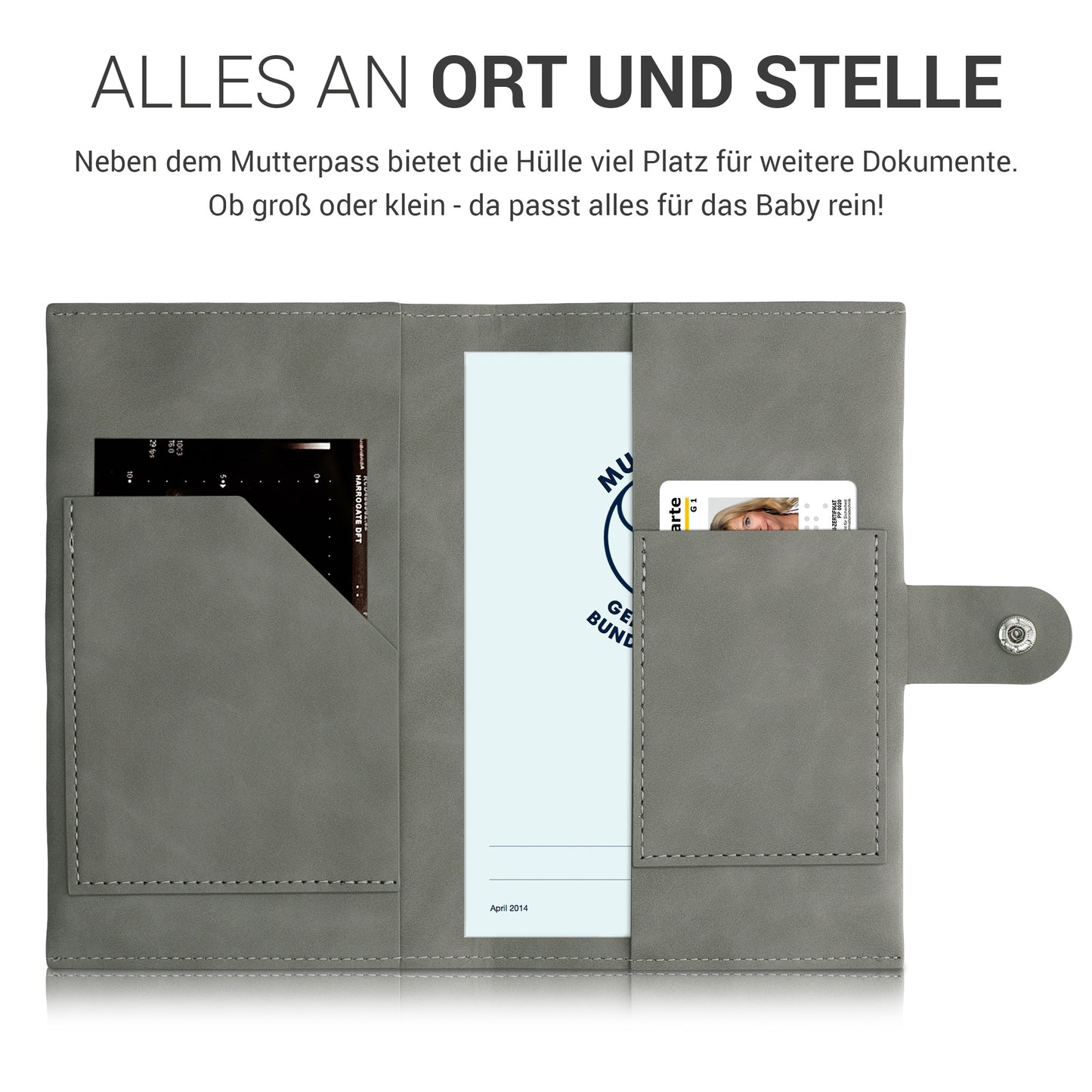 kwmobile Faux Leather Case for Maternity Record Book in Nubuck Leather Look - Cover for Austrian Maternity Pass with Extra Pockets