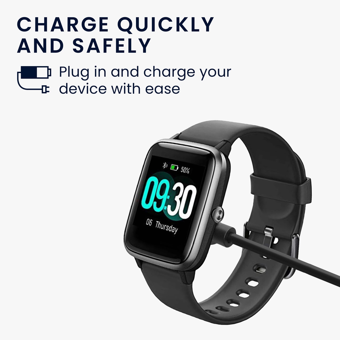 kwmobile USB Cable Charger compatible with Willful Fitness Tracker / Smartwatch YAMAY / Fitpolo / Wyze / Umidigi Charging Cable - Smart Watch Replacement Cable - Fitness Tracker Charging Cable