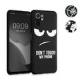 kwmobile Hülle kompatibel mit Xiaomi Redmi Note 10 / Note 10S - Handyhülle Silikon Case - Don't touch my Phone Weiß Schwarz Weiß  [dsg01]
