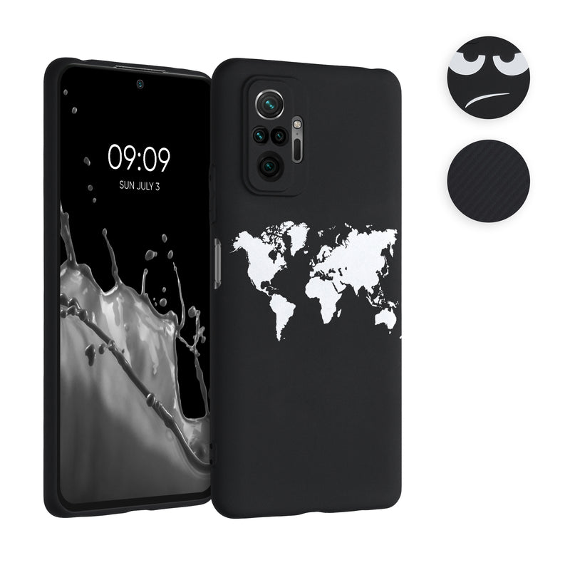 kwmobile Hülle kompatibel mit Xiaomi Redmi Note 10 Pro - Handyhülle Silikon Case - Don't touch my Phone Weiß Schwarz Weiß  [dsg01]