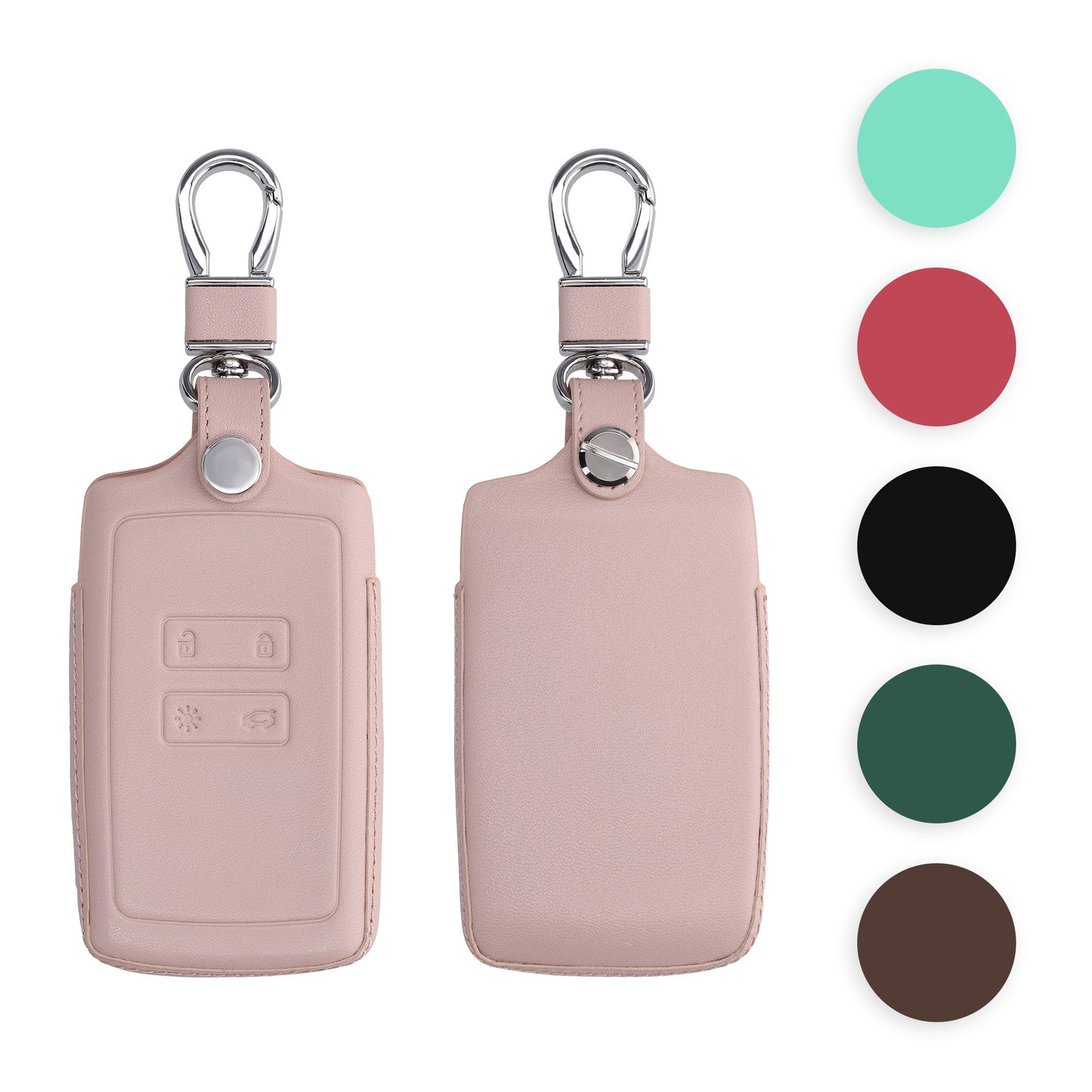 kwmobile Autoschlüssel Hülle kompatibel mit Renault 4-Tasten Smartkey Autoschlüssel (nur Keyless Go) - Leder Schutzhülle Schlüsselhülle Orange Orange  [dsg10]