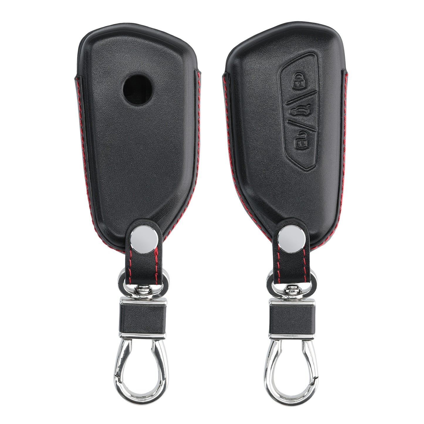 kwmobile Autoschlüssel Hülle kompatibel mit VW Golf 8 3-Tasten Autoschlüssel - Leder Schutzhülle Schlüsselhülle Dunkelbraun Dunkelbraun  [dsg03]