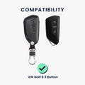 kwmobile Car Key Cover compatible with VW Golf 8 3-Button Car Key Protective Case Key Shell