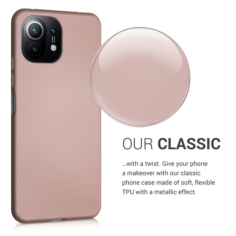 kwmobile Phone Case for Xiaomi 11 Lite (5G) NE / Mi 11 Lite (5G) - Metallic Shimmering Silicone Case - Protective Cover
