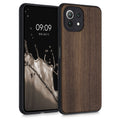 kwmobile Hülle kompatibel mit Xiaomi 11 Lite (5G) NE / Mi 11 Lite (5G) Hülle - Holz Case - stoßfestes Handy Cover - TPU Handyhülle in Dunkelbraun Dunkelbraun  