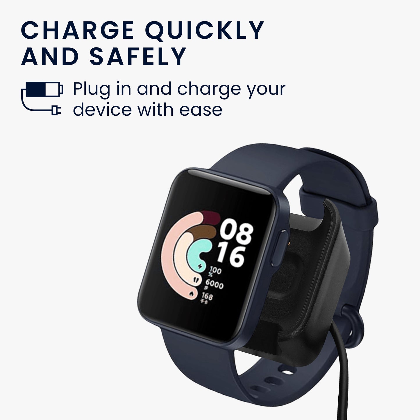 kwmobile USB Cable Charger compatible with Xiaomi Mi Watch Lite / Redmi Watch Charging Cable - Smartwatch Replacement Cable - Fitness Tracker Charging Cable
